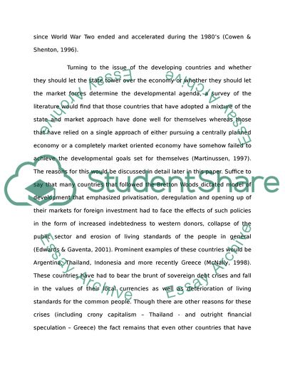 The Issue of the Developing Countries