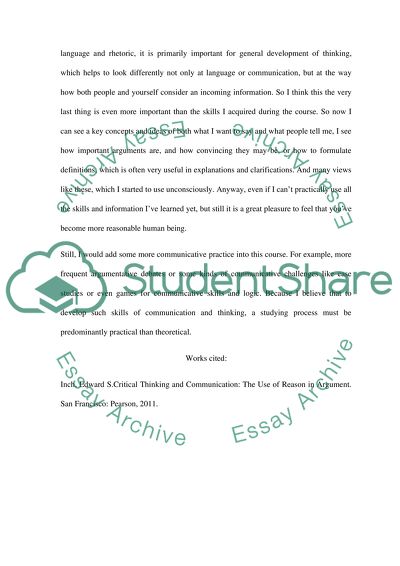 CRTICAL THINKING COURSE REFLECTIONS