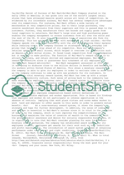 The Secret of Success of Wal Mart