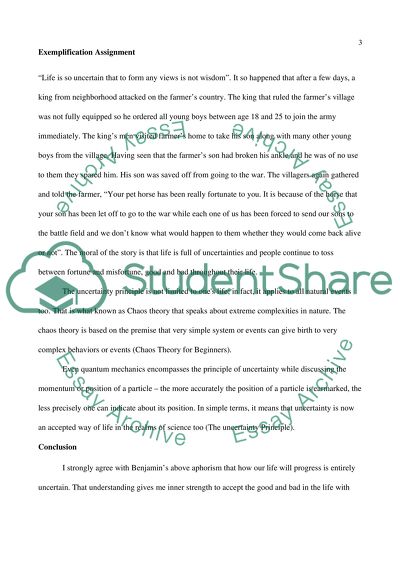 Exemplification Assignment