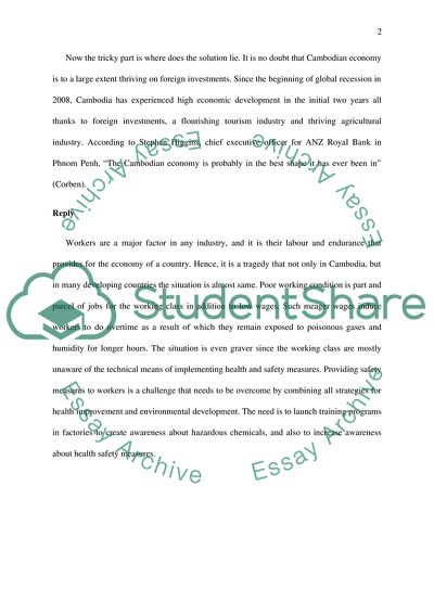 Poor Working Conditions in Cambodia Resulting in Mass Faintings