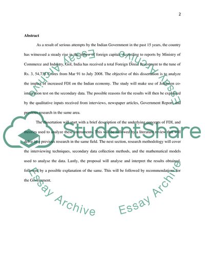 The Impact of the Growth of FDI on the Indian Economy