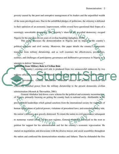 Impact of Democracy In Nigeria: Democratization
