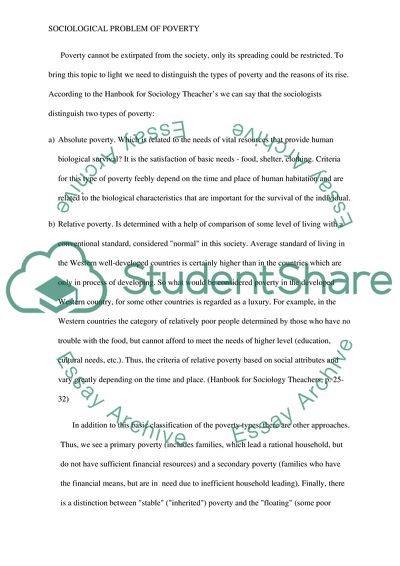 Sociological Problem of Poverty and the Impossibility of Its Solution