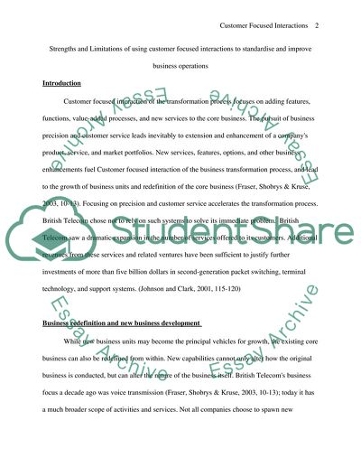 Strengths and Limitations of Using Customer Focused Interactions