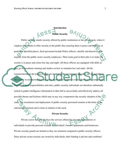 Comparing Public Security Sector and Private Security Sector