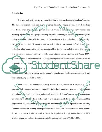 High-Performance Work Practices and Organisational Performance