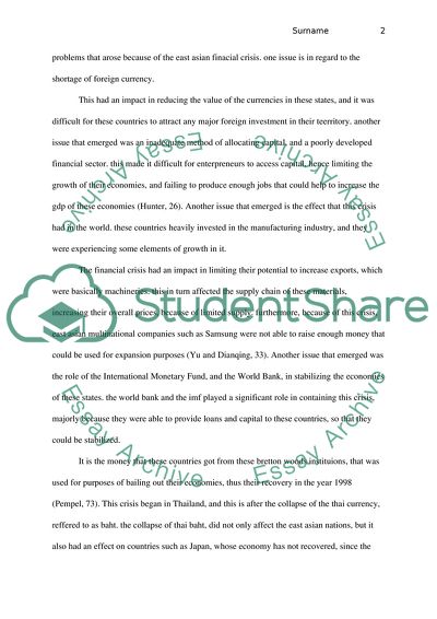 The East Asian Financial Crisis