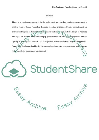 Earnings Management: The Continuum from Legitimacy to Fraud