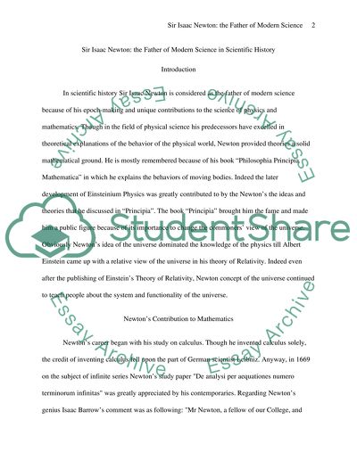 Sir Isaac Newton as the Father of Modern Science in Scientific History