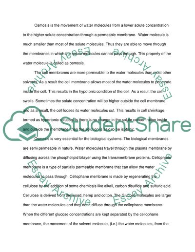 Osmosis Is Very Essential for the Biological Systems