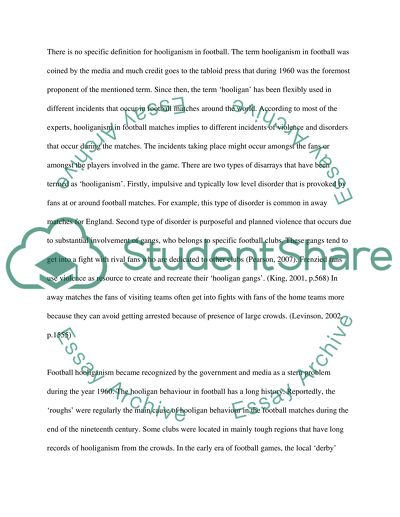 Football Hooliganism. Causes of Football Hooliganism