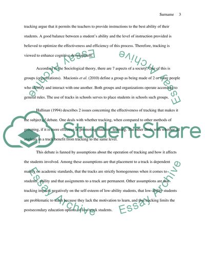 Tracking In Schools and Its Effects on Equality and Quality of Education