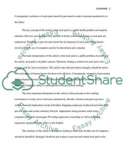 Neck Pain Associated with Computer Use
