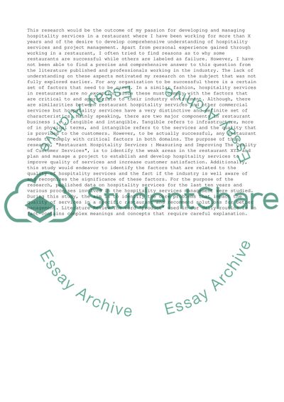 Restaurant Hospitality Services: Measuring And Improving The Quality Of Customer Services