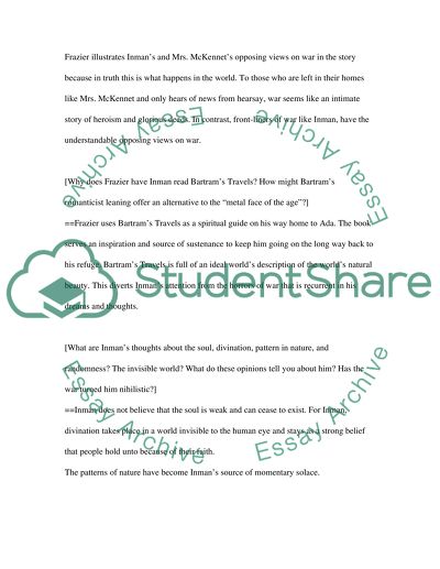 Analysis of Cold Mountain by Charles Frazier
