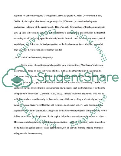 Why the Concept of Social Capital Provides a Limited Perspective on Local Community Life