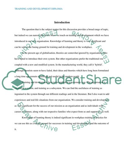 The Learning Process and the Practice of Training and Development