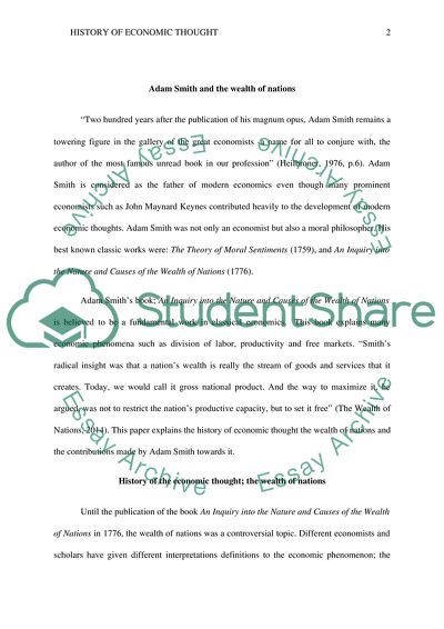 History of Economic Thought: Adam Smith and the Wealth of Nations