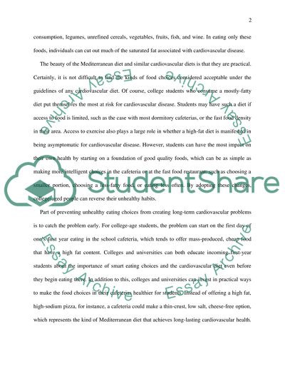 The importance of a Cardiovascular Diet among College Students