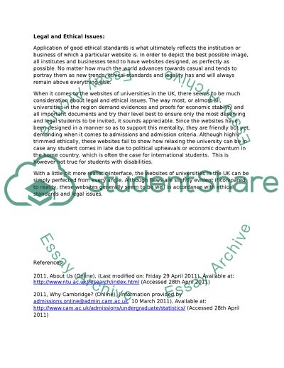 Identify the level of accessibility in three universities websites in the UK