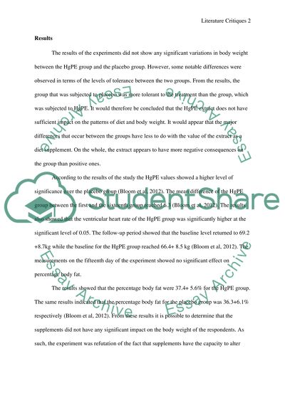 Literature Critiques