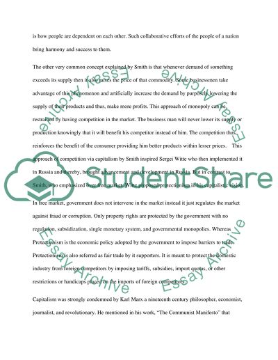 Outcomes of Competition and Free Trade with the Rise of Capitalism