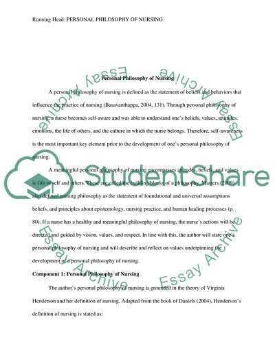 Personal Philosophy of Nursing