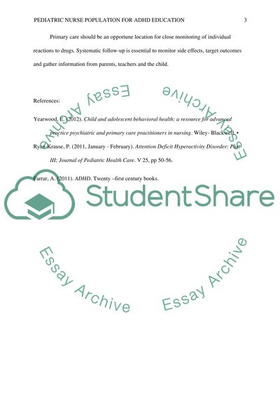 Pediatric Nurse Population for ADHD Education
