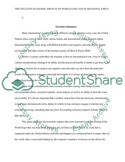 The Negative Economic Impacts of World Expo 2010 in Shanghai, China