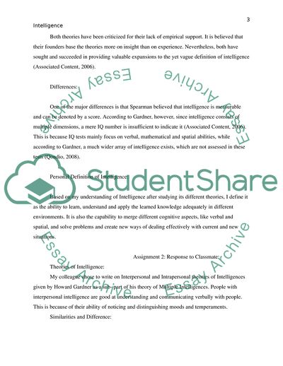 theory of intelligence assignment