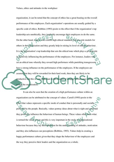 Values Ethics and Attitudes in the Workplace