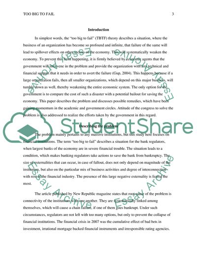 Too Big to Fail Theory