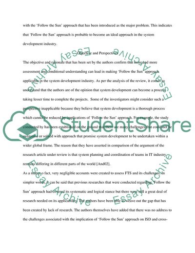 Follow the Sun Workow in Global System Development Written by Carmel, Expinosa and Dubinsky