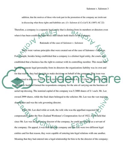 Rationale and Impact of the Case of Salomon v. Salomon