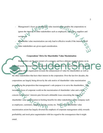 Strategic Management Accounting for Shareholder Value Maximisation