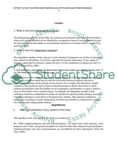 Positive Effects of Active Procrastination Behavior on Attitudes and Performance