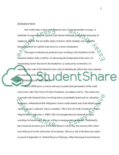 The Breakdown of the Financial Markets of the World