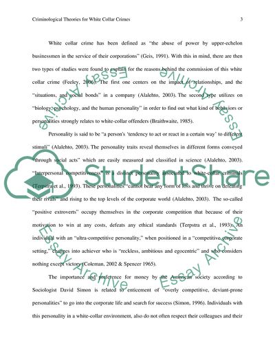 Criminological Theories for White Collar Crimes