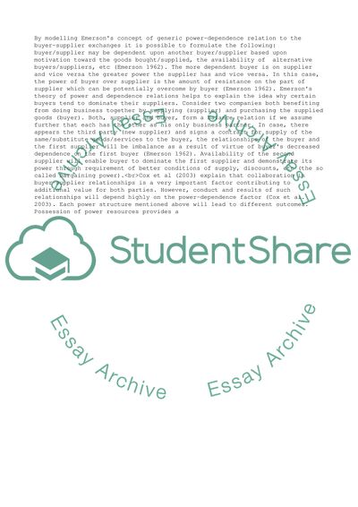 How Relevant Is the Concept of Power to Buyer-Supplier Exchanges