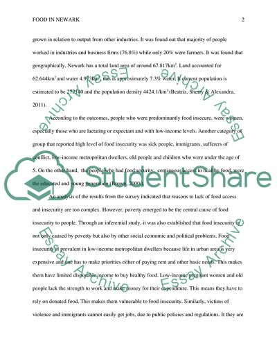 Food Security in Newark in relations to Race Class and Gender