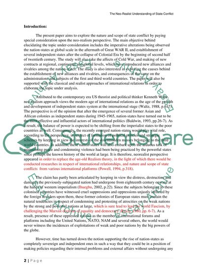Essay Paper Topics The Neorealist Understanding Of State Conflict Essay On My Family In English also Essay About Learning English The Neorealist Understanding Of State Conflict Essay Proposal Essay Sample