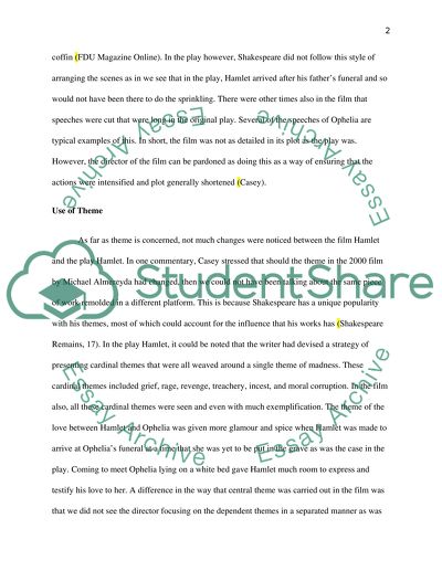 Comparison of Hamlet move to Hamlet original play