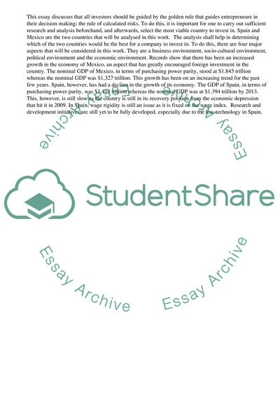 Investment analysis: Mexico and Spain