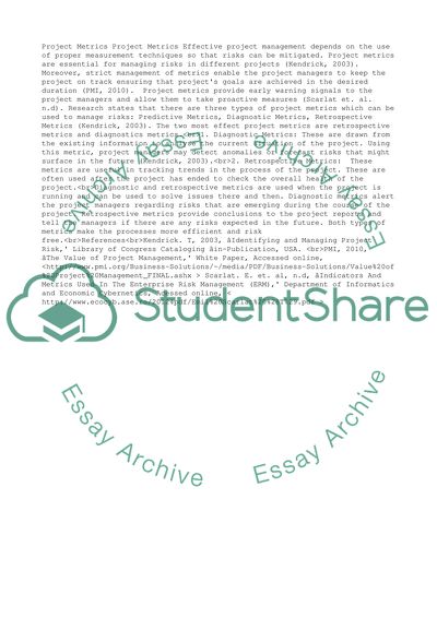 647 W6D Project metrics