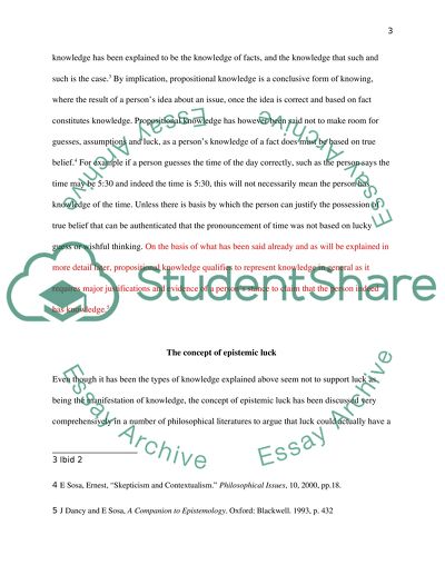 The Possibility of Someone Knowing Something Merely Based on Luck