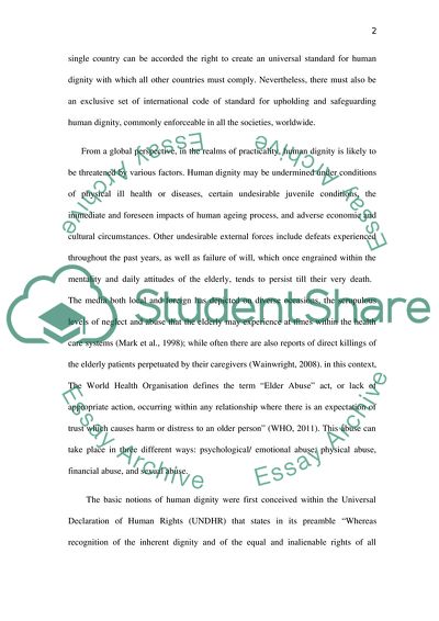 Dignity in Elderly Care