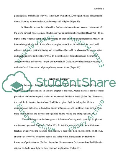 Analysis of The Philosophy of Buddha Article by Bahm Archie