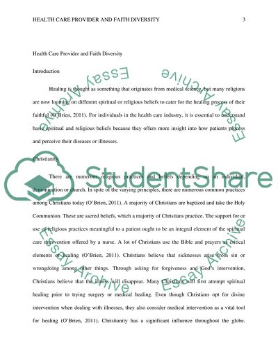 Health Care Provider and Faith Diversity