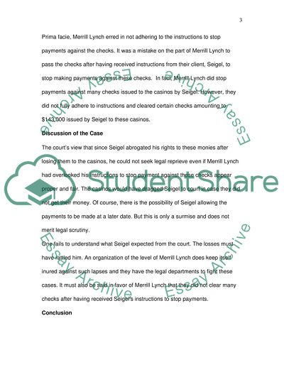 Seigel v. Merrill Lynch Case Analysis